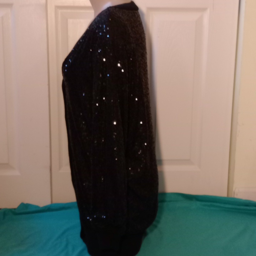 INC International Concepts Black Sequin Cardigan - Picture 4 of 11
